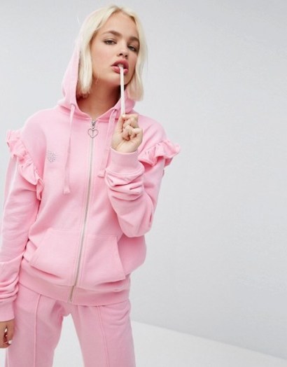Lazy Oaf Oversized Spoilt Hoodie With Frills – pink ruffle hoodies - flipped