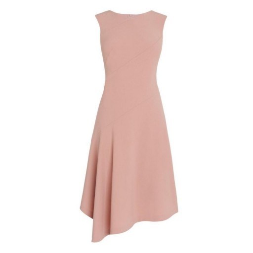 L.K. BENNETT LENNY PINK DRESS ~ sleeveless fit and flare dresses ~ asymmetric hemline - flipped