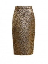 GUCCI Leopard-print jacquard pencil skirt ~ gold animal metallic skirts