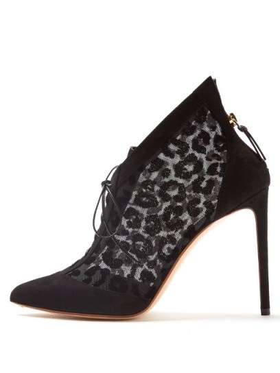 FRANCESCO RUSSO Leopard-print velvet-devoré lace-up ankle boots - flipped