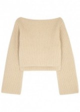 KHAITE Lila cropped cashmere jumper | neutral tone crop jumpers | knitwear