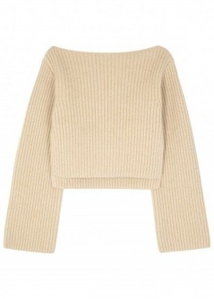 KHAITE Lila cropped cashmere jumper | neutral tone crop jumpers | knitwear - flipped