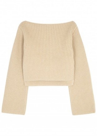 KHAITE Lila cropped cashmere jumper | neutral tone crop jumpers | knitwear