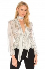 Line & Dot JACQUI BLOUSE IN IVORY | plunge front blouses