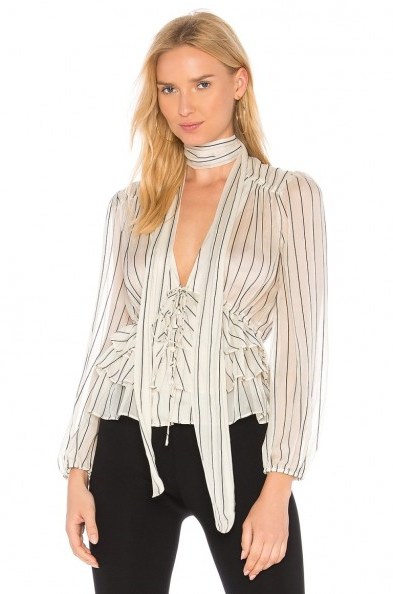Line & Dot JACQUI BLOUSE IN IVORY | plunge front blouses - flipped