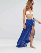 Lipsy Tie Side Beach Skirt With Split – sheer cobalt-blue holiday skirts – beachwear – coverups