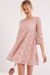 LITTLE MISTRESS PINK LACE SHIFT DRESS ~ floral dresses