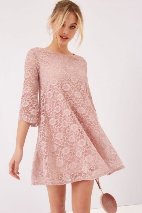 LITTLE MISTRESS PINK LACE SHIFT DRESS ~ floral dresses - flipped