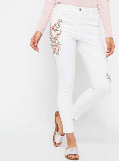 MISS SELFRIDGE LIZZIE White Embroidered Jeans - flipped