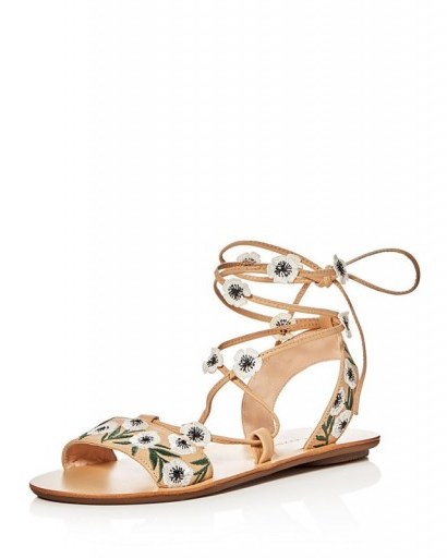 Loeffler Randall Fleura Embroidered Lace Up Sandals - flipped