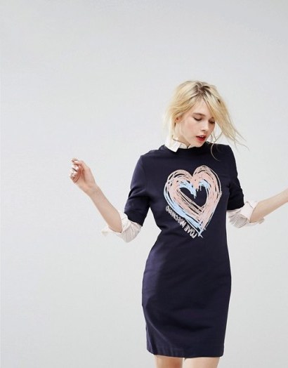 Love Moschino Scribble Heart T-Shirt Dress - flipped