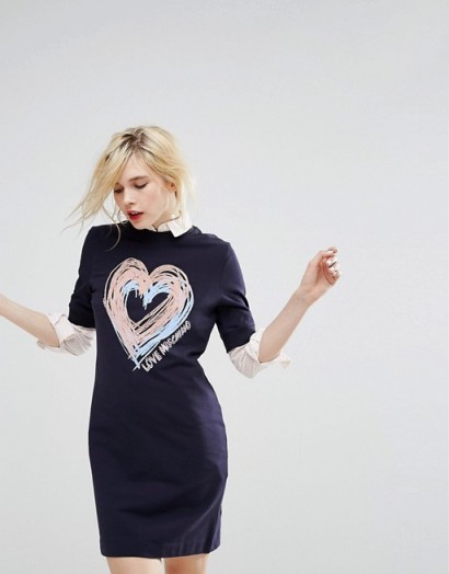 Love Moschino Scribble Heart T-Shirt Dress