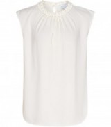 Reiss MAGDA GATHERED TANK TOP LILY WHITE / sleeveless frill neck tops