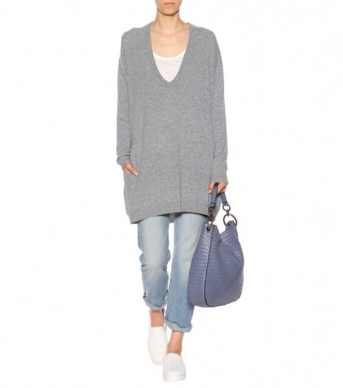 THE ROW Maita wool and cashmere sweater | long oversized v-neck sweaters - flipped