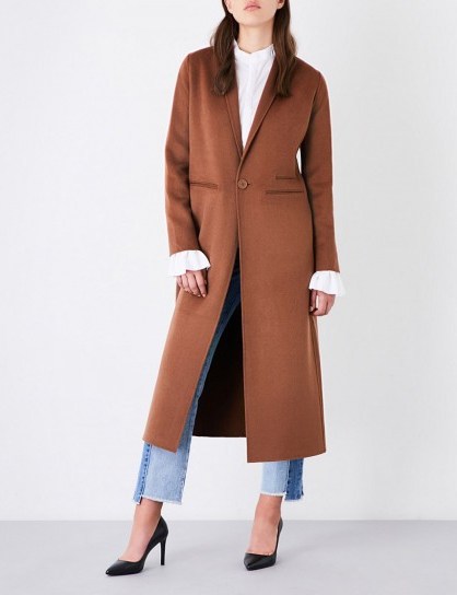 MAJE Galaxie wool-blend coat ~ smart tobacco-brown coats ~ autumn/winter outerwear - flipped
