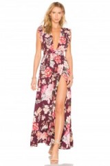 MAJORELLE SWEET PEA DRESS | plunge front floral maxi dresses