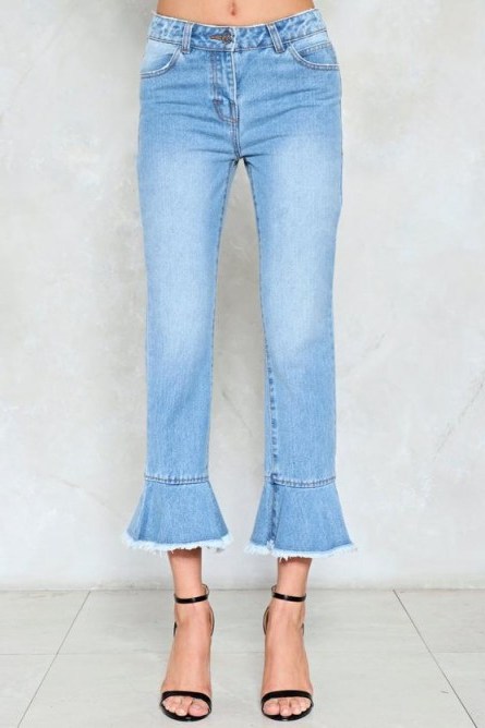 NASTY GAL Make that Move Ruffle Jeans - flipped