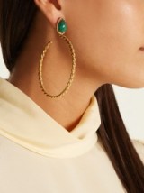 SYLVIA TOLEDANO Malachite and gold-plated earrings ~ large statement hoop