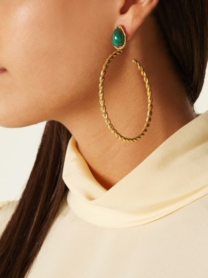SYLVIA TOLEDANO Malachite and gold-plated earrings ~ large statement hoop - flipped