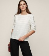 REISS MANDY PLEAT-DETAIL LONG-SLEEVED TOP OFF WHITE