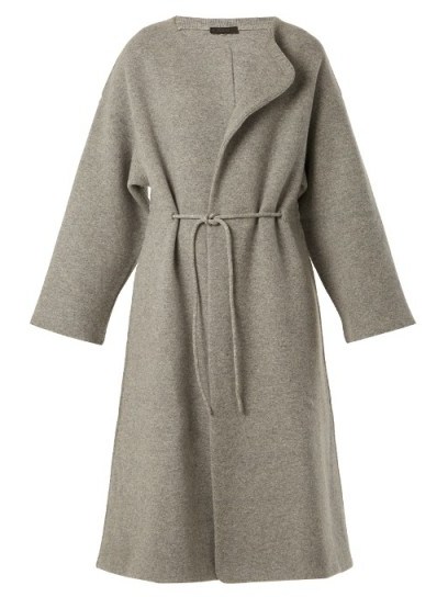 THE ROW Mani collarless wool-blend coat ~ chic grey coats - flipped