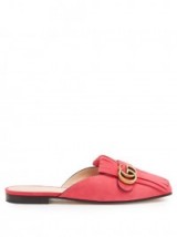 GUCCI Marmont fringed backless suede loafers ~ pink slip-on loafers