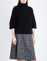 MAX MARA Cantone wool and cashmere-blend jumper ~ black funnel neck jumpers ~ high neckline sweaters ~ knitwear