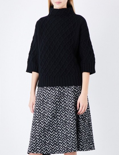 MAX MARA Cantone wool and cashmere-blend jumper ~ black funnel neck jumpers ~ high neckline sweaters ~ knitwear - flipped