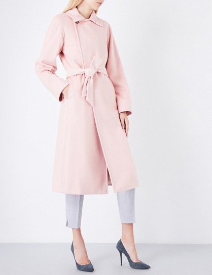 MAX MARA Soldato camel-hair wrap coat ~ belted pink winter coats - flipped