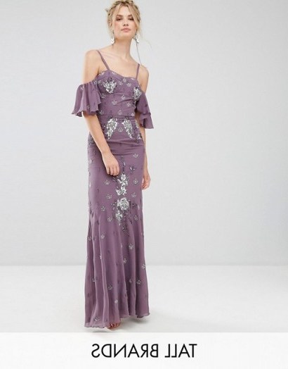 Maya Tall Sequin Top Tulle Maxi Dress With Fluted Sleeve Detail - flipped