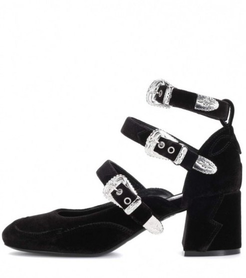 MCQ ALEXANDER MCQUEEN Pembury Mary Janes ~ black velvet Mary Jane shoes - flipped