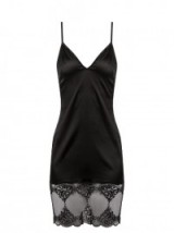 COCO DE MER Messaline lace-trimmed silk-blend slip ~ luxury black slips ~ strappy loungewear