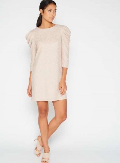 Miss Selfridge Metallic Mutton Sleeve Dress – ruched sleeved party dresses - flipped