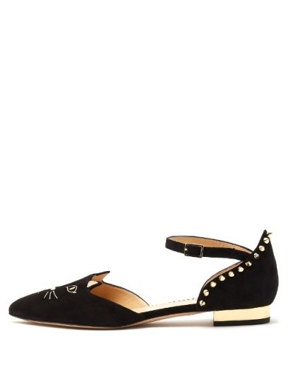 CHARLOTTE OLYMPIA Mid-Century Kitty D’Orsay suede flats - flipped
