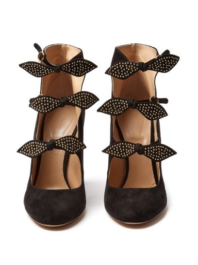 CHLOÉ Mike black suede bow embellished pumps - flipped