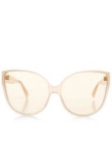 LINDA FARROW Milky Peach Oversized Cat Eye Sunglasses