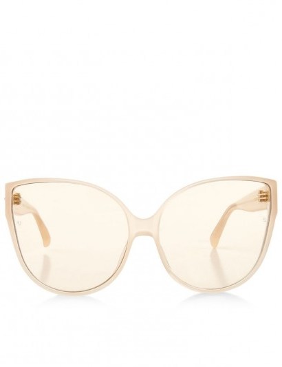 LINDA FARROW Milky Peach Oversized Cat Eye Sunglasses - flipped
