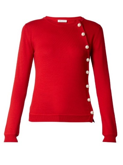 ALTUZARRA Minamoto asymmetric-front sweater ~ red sweaters ~ knitwear - flipped