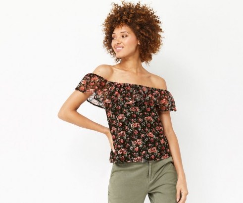 Oasis MINI ROSE LACE BARDOT – floral off the shoulder tops - flipped