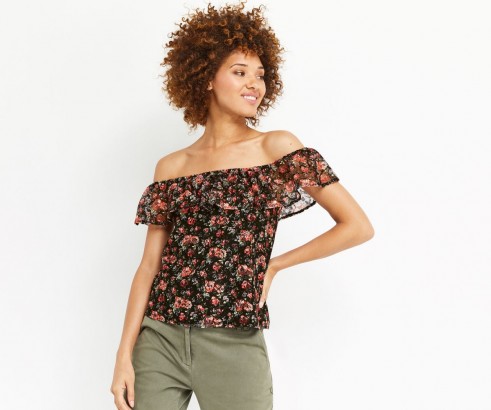 Oasis MINI ROSE LACE BARDOT – floral off the shoulder tops