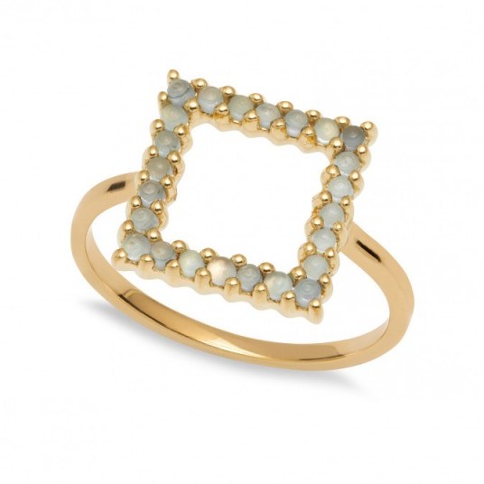 LOLA ROSE Mini Square Ring | sky blue topaz rings | small neat jewellery - flipped