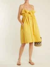 THREE GRACES LONDON Mirinda ruffle-trimmed cotton dress ~ yellow sundresses ~ vacation sundress ~ summer fashion