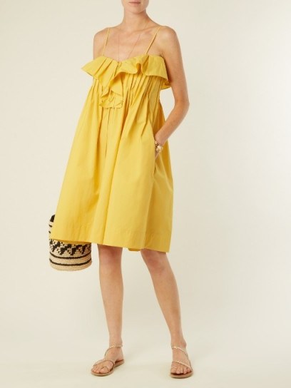 THREE GRACES LONDON Mirinda ruffle-trimmed cotton dress ~ yellow sundresses ~ vacation sundress ~ summer fashion - flipped