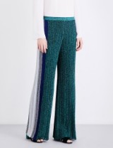 MISSONI Lateral-stripe wide high-rise metallic-knit trousers