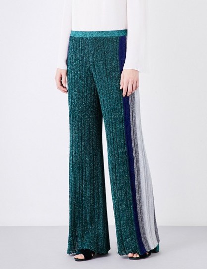 MISSONI Lateral-stripe wide high-rise metallic-knit trousers - flipped