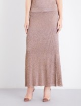 MISSONI Metallic-knit maxi skirt | long pink knitted skirts | fine knitwear