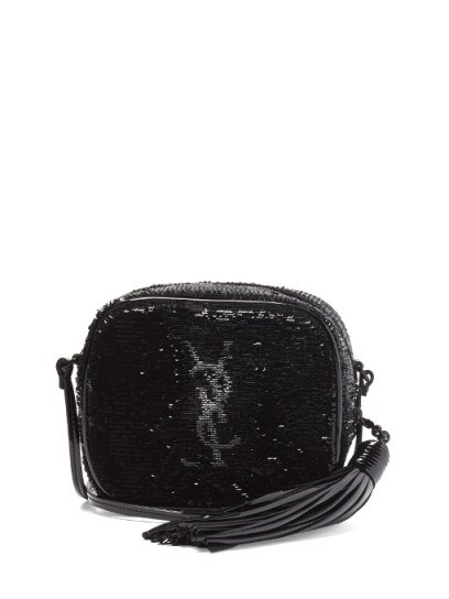SAINT LAURENT Monogram Blogger sequin-embellished cross-body bag ~ small sequined bags - flipped