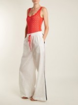 MARYSIA SWIM Montauk side-stripe wide-leg cotton trousers | holiday cover up pants | poolside fashion