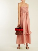 THREE GRACES LONDON Nedda sleeveless pleated cotton dress ~ pink sundresses ~ summer vacation dresses