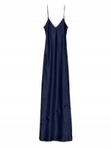 Sienna Miller silk slip dress, ROYAL BLUE CAMI GOWN by Nili Lotan (also available in dark navy), attending the Rockins Selfridges Pop-up party, 4 July 2017. Celebrity dresses | star style gowns